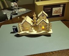 Wooden village with lights
