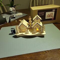 Wooden village with lights