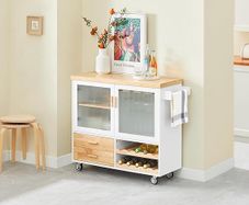 Kitchen island country style portable wheels