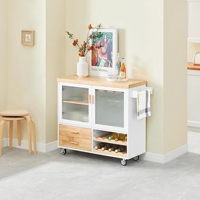 Kitchen island country style portable wheels