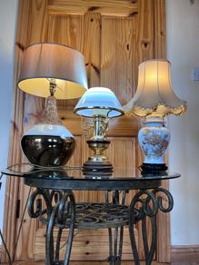 Ceramic lamp 65 euro. Brass with glass shade 95 euro . Chinese style 50 euro .