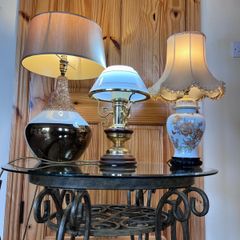Ceramic lamp 65 euro. Brass with glass shade 95 euro . Chinese style 50 euro .