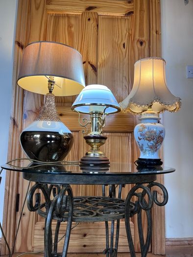 Ceramic lamp 65 euro. Brass with glass shade 95 euro . Chinese style 50 euro .