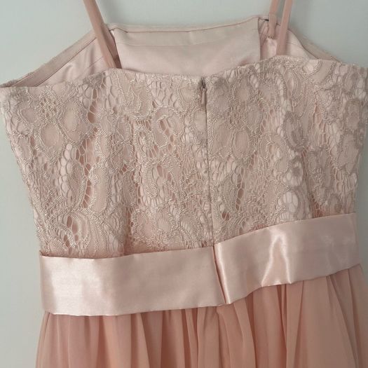 LAONA Blush Pink/Peach Lace Party Dress with Satin Bow - Size 36