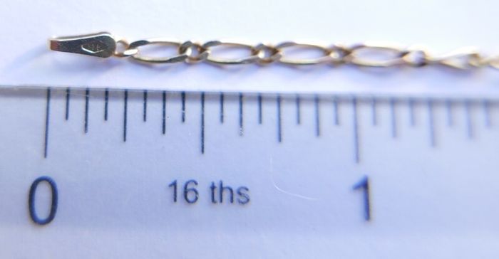 Vintage Solid 9Ct Yellow Gold 375 Figaro link Bangle Bracelet,  length 7.5" - 1,8g