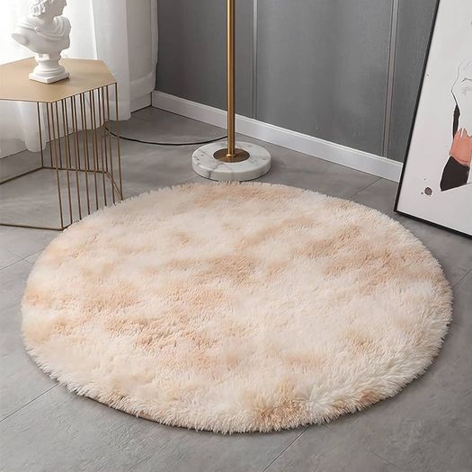 Round Rugs for Bedrooms Fluffy Living Room Circle Area Rug Soft Shaggy Carpet for Kids Room Floor Mat (Grey, 80cm)