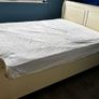 King Size Cream Wooden Sleigh Bef Image 2