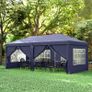 Folding Pavilion 6 x 3m, Removable Side Walls, Large Windows, Zipper Doors, Steel Frame, Blue Image 8