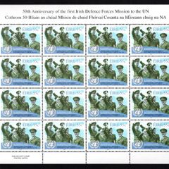 2008 Ireland 50th Anniversary of Defence Forces Serving on a UN Mission Commemorative Stamp Sheetlet Plate 1B1B1B1B Mint Never Hinged (MNH)