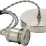 Vintage Ceiling Pendant Light Fitting, Light Grey Twisted Braided Flex,E27 Lamp Holder Suspended Pendant Light Fitting Kit-Satin Nickel Image 4