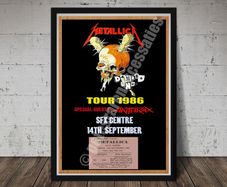 Metallica Vintage Concert Poster + Ticket SFX Dublin 1986 Reproduction Print