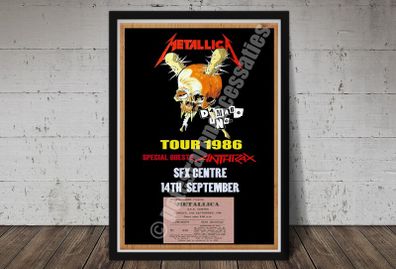 Metallica Vintage Concert Poster + Ticket SFX Dublin 1986 Reproduction Print