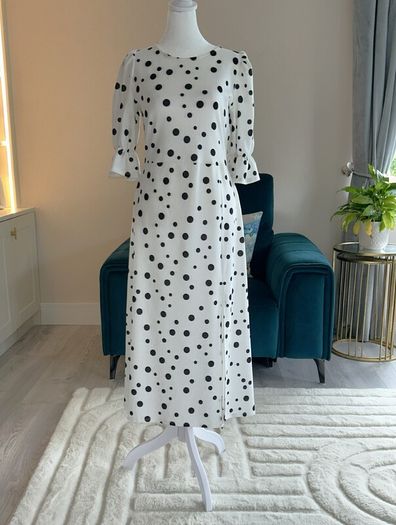 Brand-new Ladies White & Black Polka Dot Dress from River Island