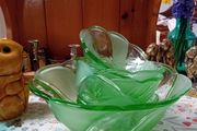 Green Glass Dessert Bowl set