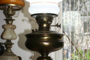 Vintage 1800s Oil Lamp Converted To Electric Oil Gwtw Table Lamp With Milk Glass Shade H-22"