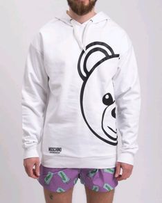 MOSCHINO UNDERWEAR Leisure Hoodie White Teddy Printed