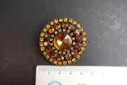 Vintage Yellow and Brown Crystal Stone Brooch
