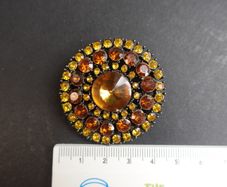 Vintage Yellow and Brown Crystal Stone Brooch