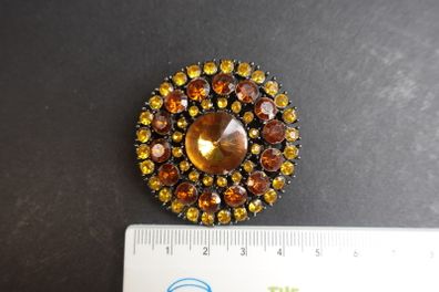 Vintage Yellow and Brown Crystal Stone Brooch