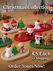 Christmas themed miniature figures on trays