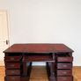Pedestal Carved Executive Leather Top Mahogany Partners Desk Image 4