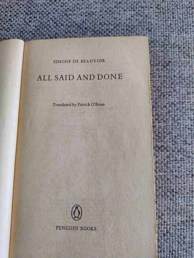 Simone de Beauvoir All Said and Done 1979 in good used condition with some signs of wear on the cover see photos FREE STANDARD POSTAGE INCLUDED
