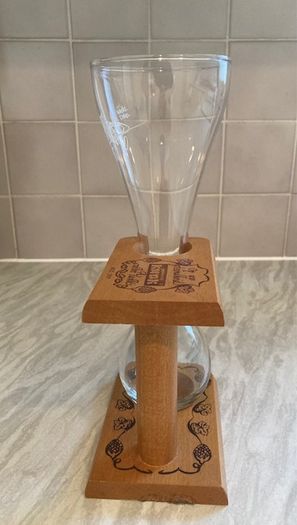 Kwak Belgian Beer Glass & Wooden Stand