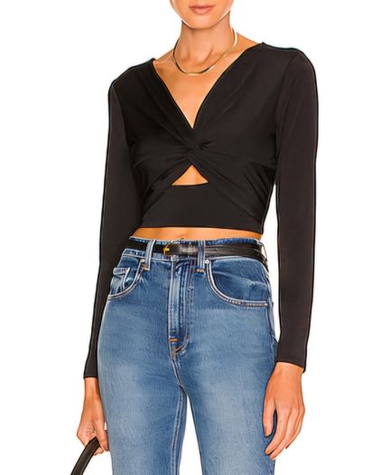 Krisa Revolve Black Cutout Crop Top