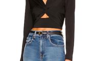 Krisa Revolve Black Cutout Crop Top