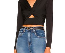 Krisa Black Cutout Crop Top