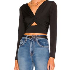 Krisa Revolve Black Cutout Crop Top
