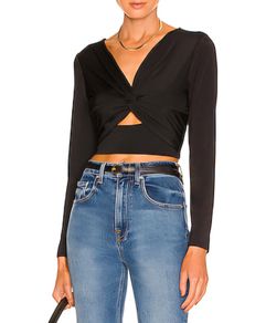 Krisa Revolve Black Cutout Crop Top