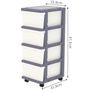Storage Drawer on Locking Wheels, Tower with Interlocking Hooks for Home Office Closet Bedroom Dorm, Detachable, Free Combination, White and Gray, 4 Drawers Image 3