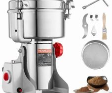 2500g Electric Grain Mill Grinder, High Speed 3400W Commercial Spice Grinders, Stainless Steel Pulverizer Powder Machine, for Dry Grains Spices Cereals Coffee Corn Pepper, Swing Type