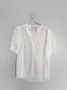 Pre Owned Dunnes Stores White Textured Blouse