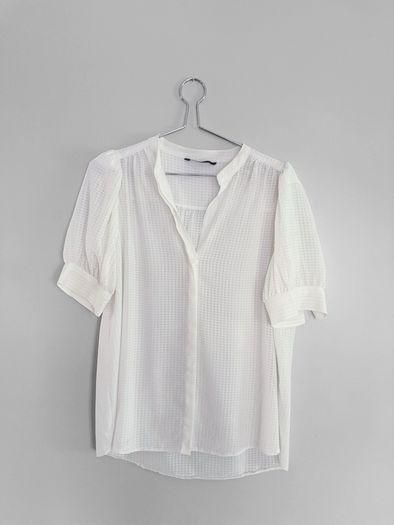 Pre Owned Dunnes Stores White Textured Blouse