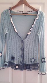jessica graff" blue knitted cardigan