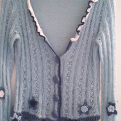 jessica graff" blue knitted cardigan