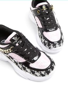 River Island Girls Black Boucle Chain Trainers size 5