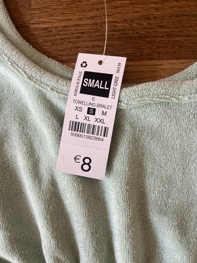 Brand New Light Green Towelling Bralet Small