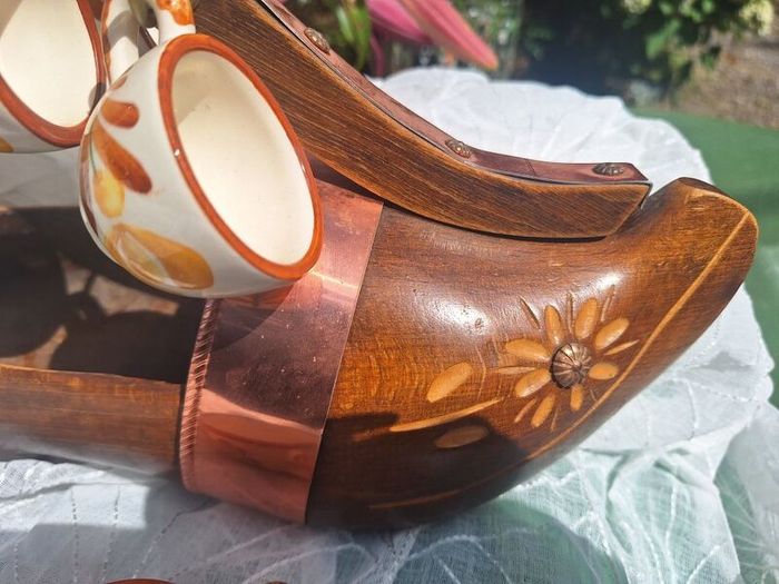 Vintage French or Dutch clog wine bottle holder