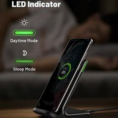 Wireless Charger Stand, 15W Qi Fast Charging Dock Phone Charger, Adaptive LED Wireless Charging Station for iPhone 16 15 14 13 12 11 9 8 XR, Samsung S22 S21 S10 S9, LG V40 G8, Pixel 8 7 6 etc.