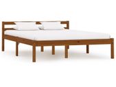Bed Frame Honey Brown Solid Pine Wood 140x200 cm