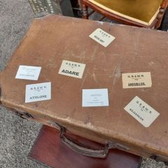 Vintage Suitcase with Railway Labels