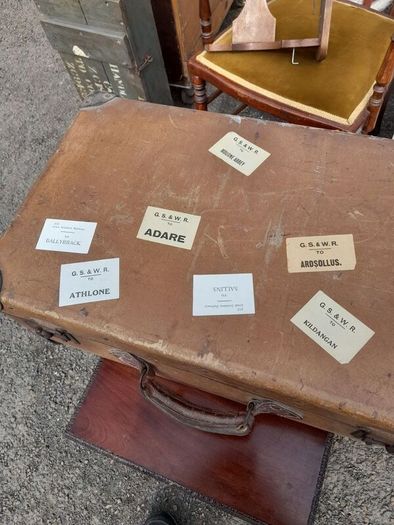 Vintage Suitcase with Railway Labels