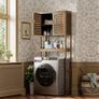 Bathroom Storage Shelf with Cabinet, Bamboo Over-The-Toilet Organizer Rack, Freestanding Toilet Space Saver with 3-Tier Adjustable Shelves Walnut Image 4