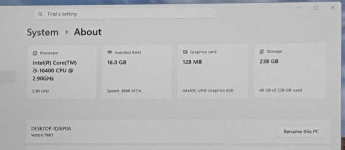 Dell Vostro 3681 SFF - i5 10th Gen | 16GB RAM | Compact Desktop