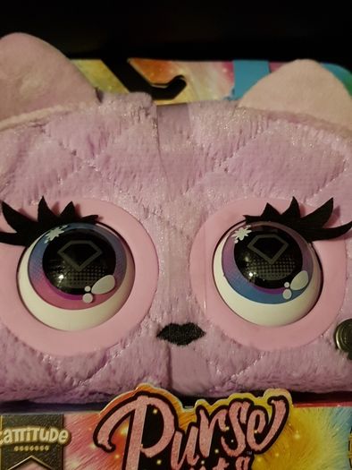 Purse Pets Interactive Handbag Plush Purple Cat 30 Sounds &