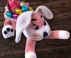 Handmade Crochet Bunny Basket Easter Gift Organizer No Contents