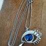 Vintage beautiful blue eye pendant on a long chain. Image 3